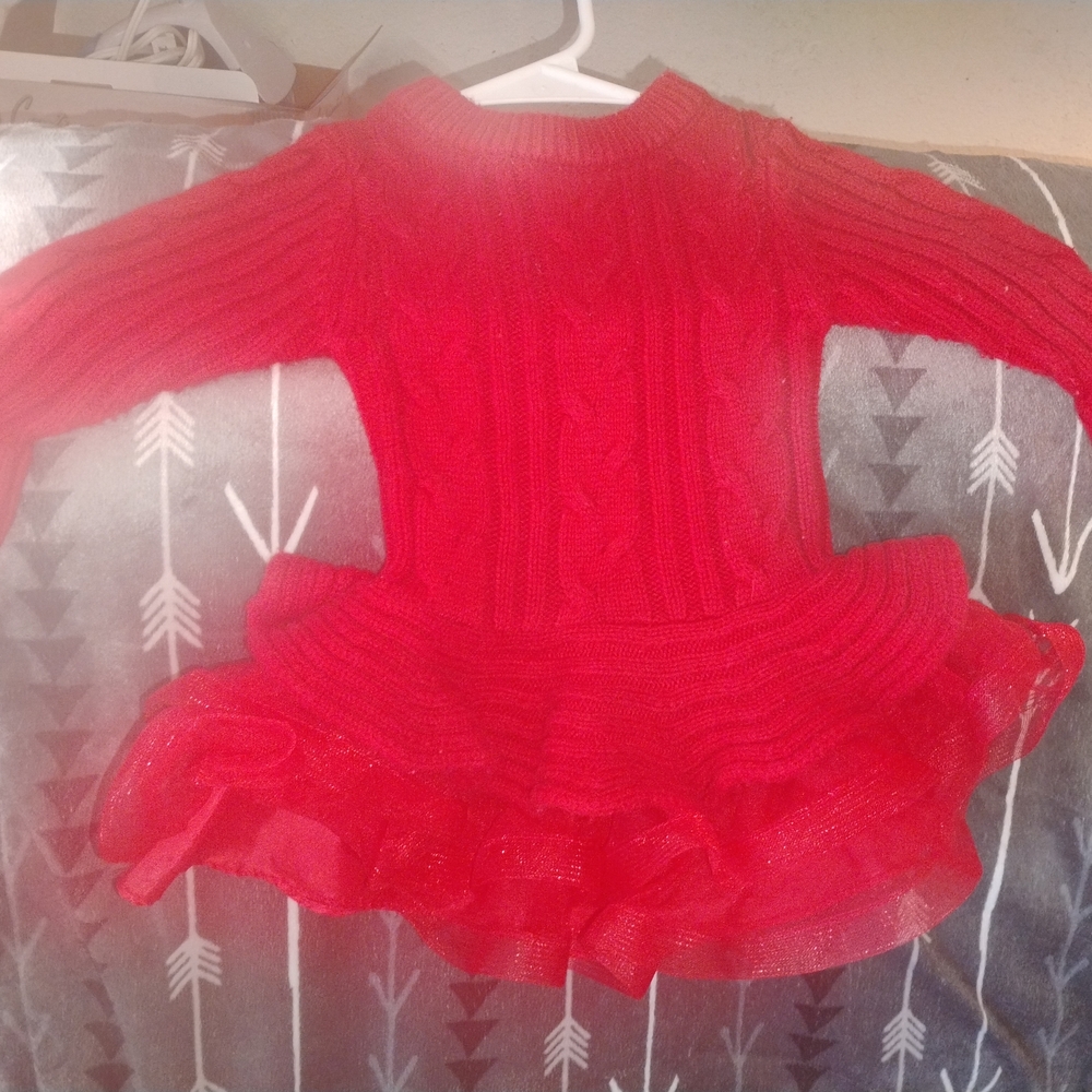 Bonnie Baby Vibrant Red Cable Knit Dress